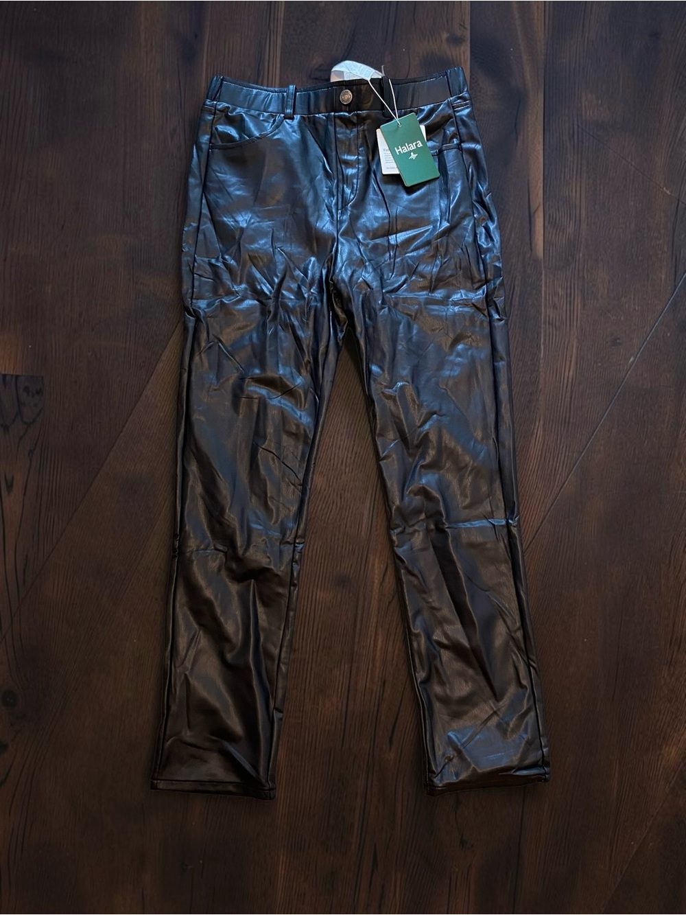 HALARA Black Faux-Leather Skinny Pants